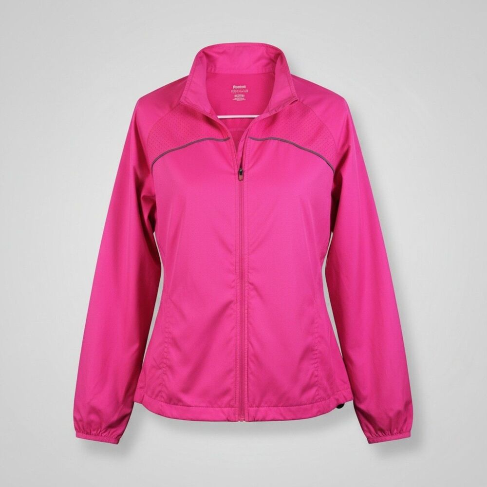 Reebok PlayDry Women’s Pink Track Jacket Full Zip Long Sleeve XL